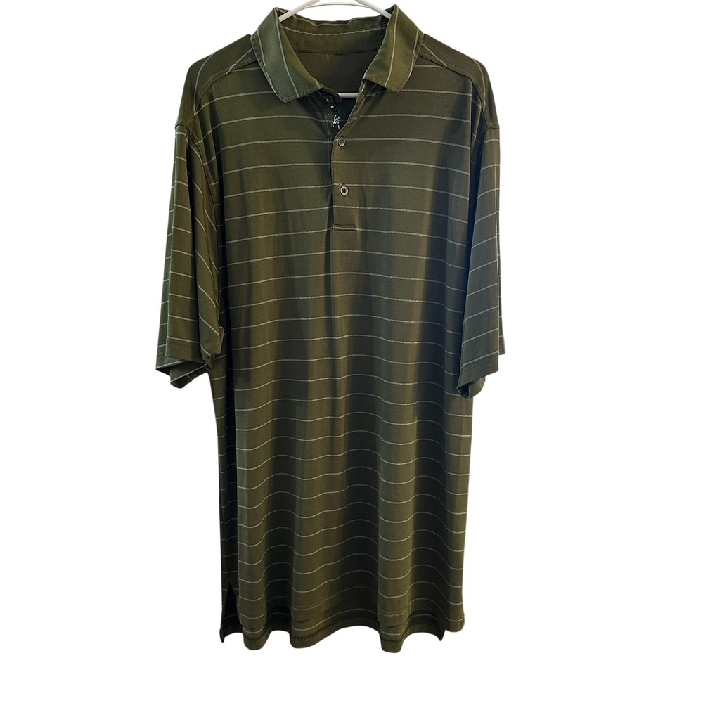 Bobby Jones Golf Polo Shirt Men's Green Striped Golfer Short Sleeve XL
